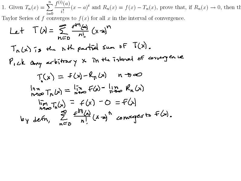 Taylor and Maclaurin Series: MATH 172 Problems 1-5